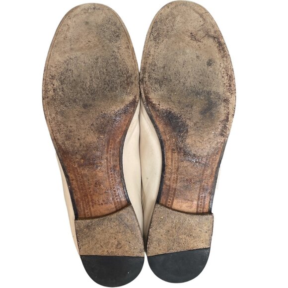 GUCCI Brixton Ivory Cream Leather Classic Horsebit Slides Loafers Mules \\ 38 - Picture 12 of 13